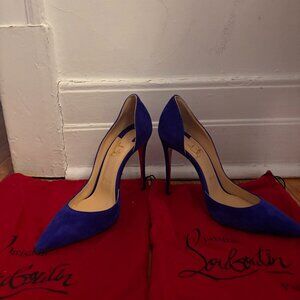 Christian Louboutin classic blue suede pumps